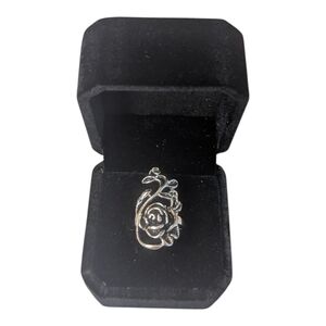 VTG Gothic Silver Tone Stainless Steel Rose Filigree Cut Out Women's Size 8